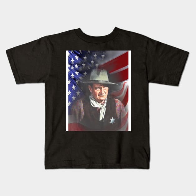 John_Wayne Kids T-Shirt by Anung